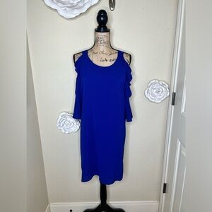 NTM: Umgee Cold Shoulder Cobalt Blue Mini Dress Size Large